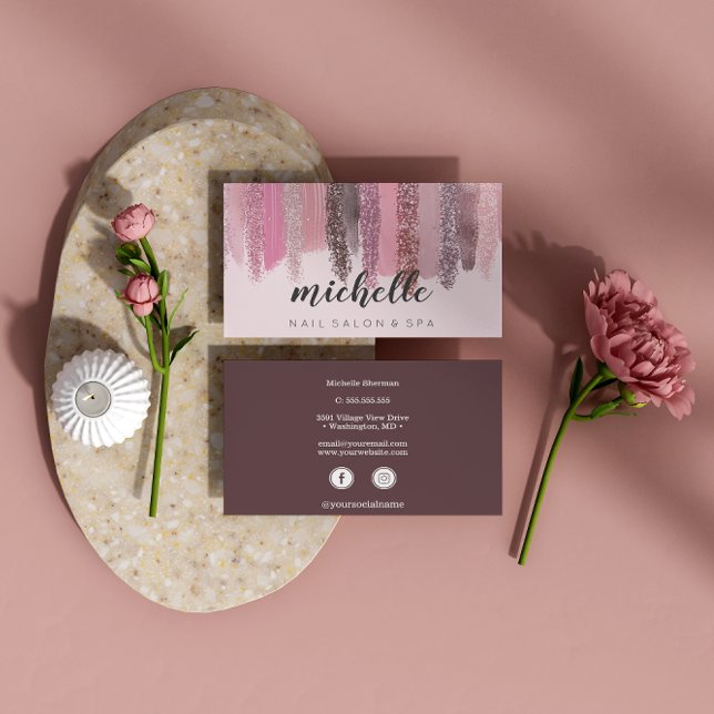 Nail Polnischer Glitzer Salon Manicure Sozialmedie Visitenkarte (Von Creator hochgeladen)