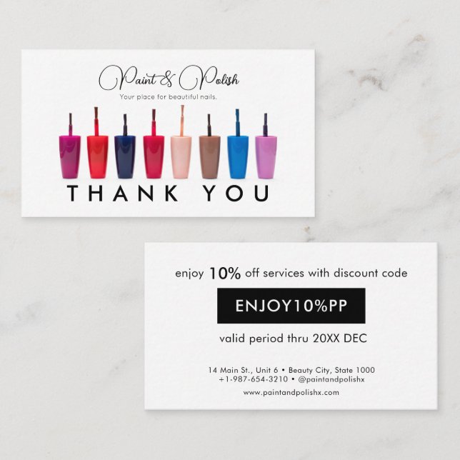 Nail Polnischer Set Nail Salon Discount Card Rabattkarte (Vorne/Hinten)