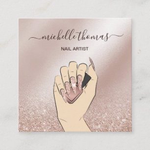 NAIL Rose gold NAIL TECHNICIAN Sq Quadratische Visitenkarte