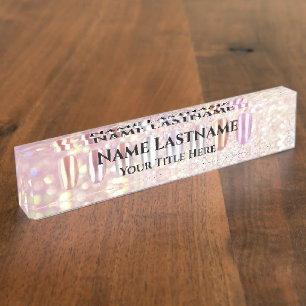 Nail Salon Artist Rose Blush Glitzer Holograph Namensplakette