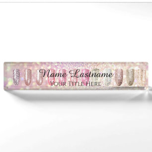 Nail Salon Artist Rose Lux Glitzer Holograph Blush Namensplakette