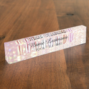 Nail Salon Artist Rose Lux Glitzer Holograph Name Namensplakette