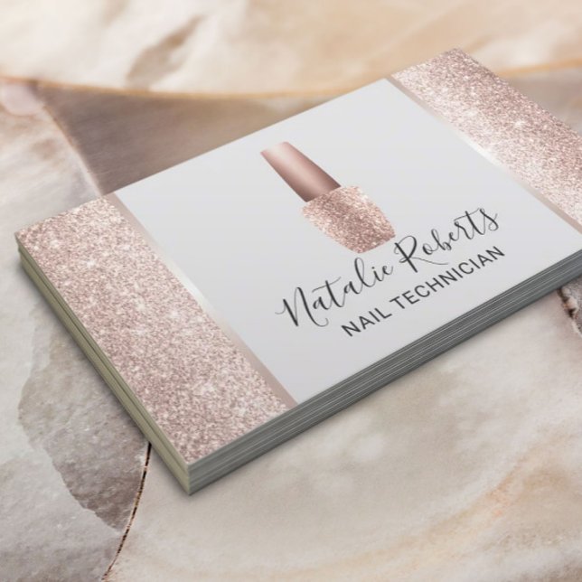 Nail Salon Blush Rose Gold Glitzer Polnisches Mani Visitenkarte (Von Creator hochgeladen)