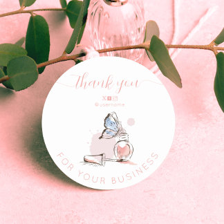 Nail Salon Business Branding Danke Karte Runder Aufkleber