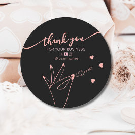 Nail Salon Business Branding Danke Karte Runder Aufkleber