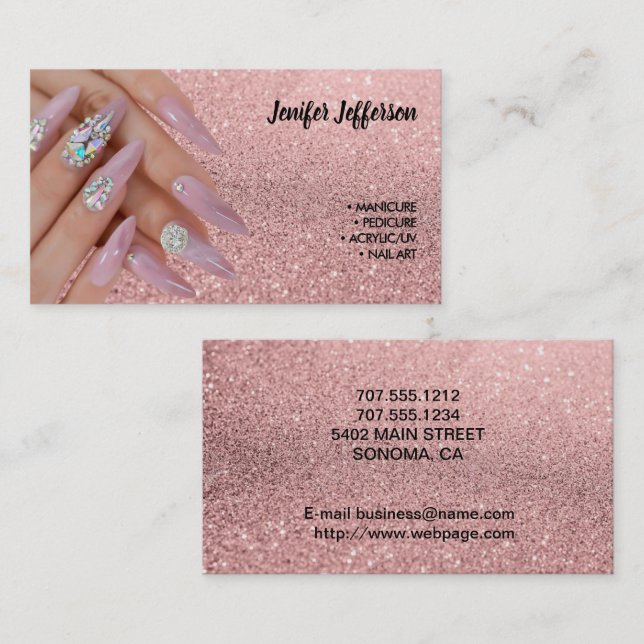 Nail Salon Business Card Treuekarte (Vorne/Hinten)