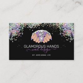 Nail Salon Diamond Hands Lila Glitzer Nail Tech Visitenkarte
