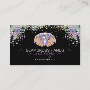Nail Salon Diamond Hands Lila Glitzer Nail Tech  Visitenkarte