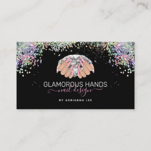 Nail Salon Diamond in den Händen Pink Glitzer Nai Visitenkarte