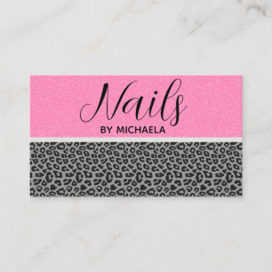 Nail Salon Girly Pink Leopard Tierdruckerei Visitenkarte
