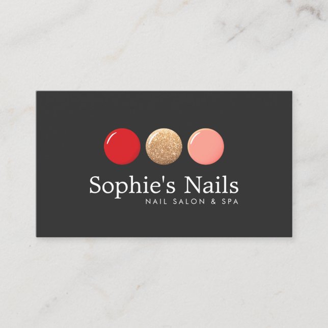 Nail Salon Glitzer Polnischer Drop Logo Manicurist Visitenkarte (Vorderseite)