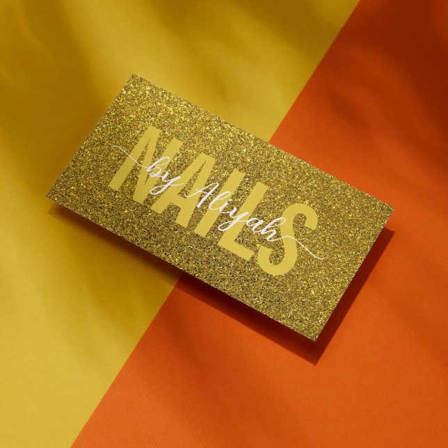 Nail Salon Gold Glitzer Business Card Visitenkarte (Von Creator hochgeladen)