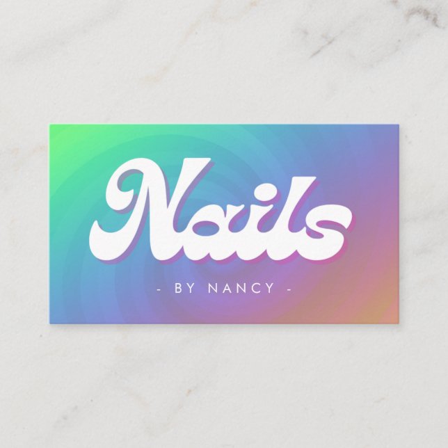 Nail Salon Groovy Rainbow Swirl Visitenkarte (Vorderseite)