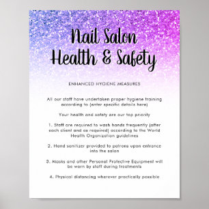 Nail Salon Health Safety Poster Lila Glitzer