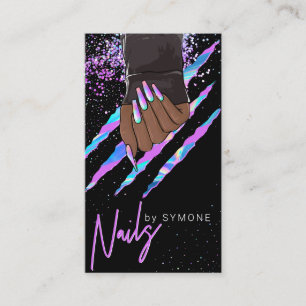Nail Salon Holographic Modern Glam Trendy Visitenkarte