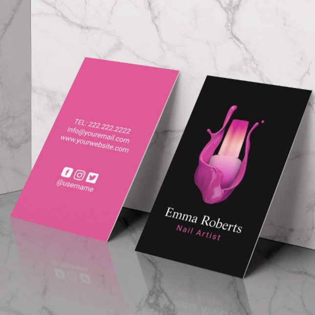 Nail Salon Hot Pink Polnischer Manikurist Beauty Visitenkarte (Von Creator hochgeladen)