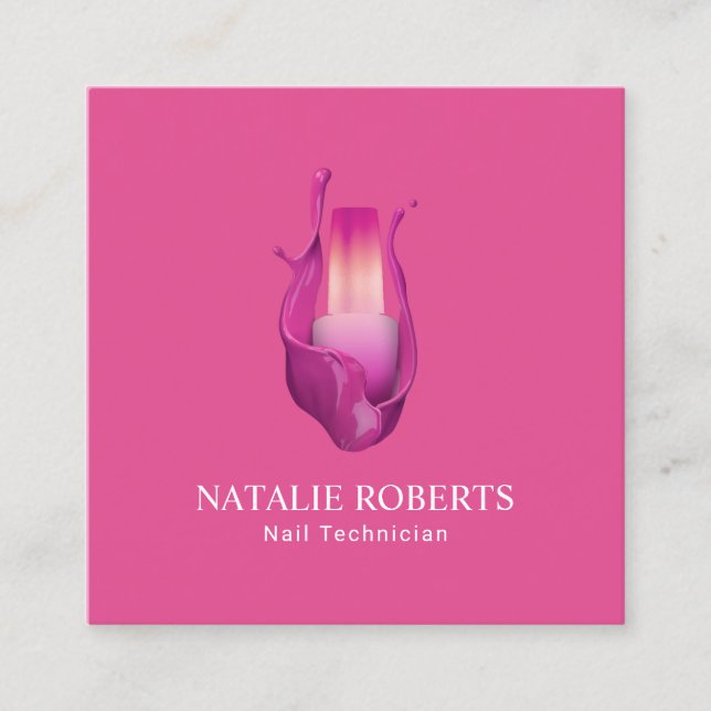 Nail Salon Hot Pink polnischer Manikurist Schönhei Quadratische Visitenkarte (Vorderseite)