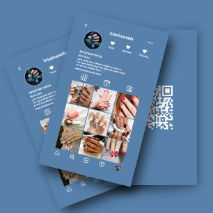 Nail Salon Instagram Foto Collage Dusty Blue Visitenkarte