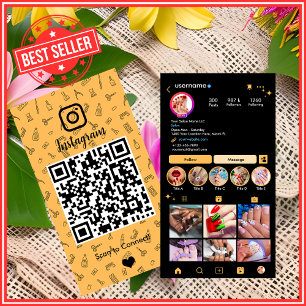 Nail Salon Instagram Peach   QR-Code für soziale M Visitenkarte