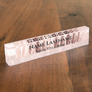 Nail Salon Künstlerische Rose Blush Eleganter LUX Namensplakette