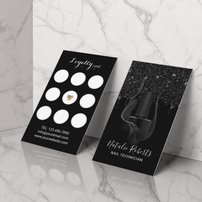 Nail Salon Manicurist Black Glitzer Tropfens Loyal Treuekarte (Von Creator hochgeladen)