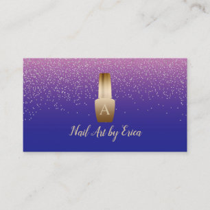 Nail Salon Manicurist Blue & Pink Silver Confetti Visitenkarte
