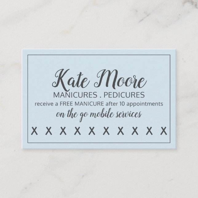 Nail Salon Manicurist Kundenloyalty Punch Card Treuekarte (Vorderseite)