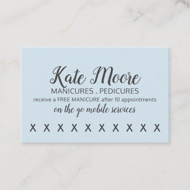 Nail Salon Manicurist Kundenloyalty Punch Card Treuekarte (Vorderseite)