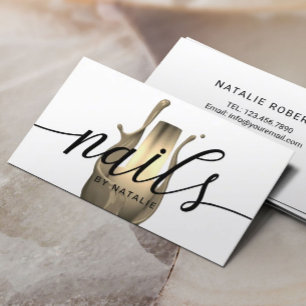 Nail Salon Modern Gold Polnischer Flaschenmanikuri Visitenkarte