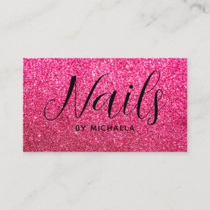 Nail Salon Modern Hot Pink Business Card Visitenkarte