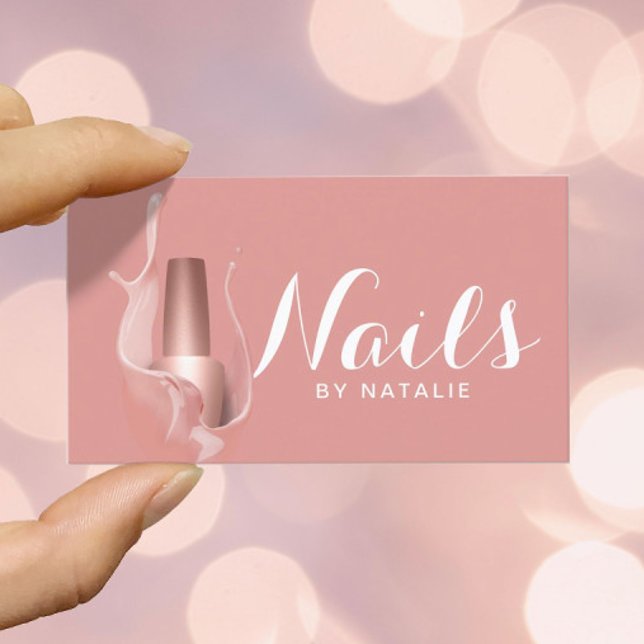 Nail Salon Moderne Rose Gold Polnischer Manikurist Visitenkarte (Von Creator hochgeladen)
