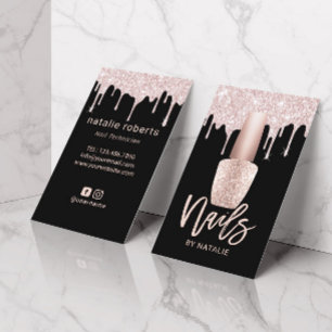 Nail Salon Moderne Rose Gold Tropfen Nagelmanikuri Visitenkarte