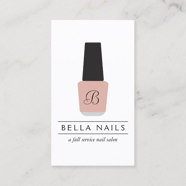 Nail Salon Monogram auf der rosafarbenen rosa Nage Visitenkarte (Vorderseite)