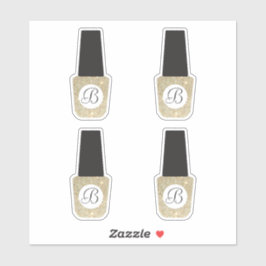 Nail Salon Monogram auf Gold Glitzer Nail Polnisch Aufkleber