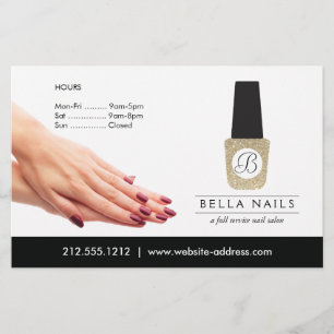 Nail Salon Monogram auf Gold Glitzer Nail Polnisch Flyer