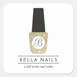 Nail Salon Monogram auf Gold Glitzer Nail Polnisch Quadratischer Aufkleber