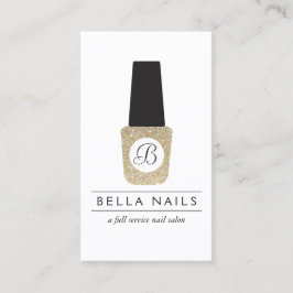 Nail Salon Monogram auf Gold Glitzer Nail Polnisch Visitenkarte