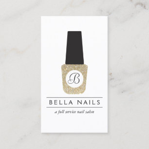 Nail Salon Monogram auf Gold Glitzer Nail Polnisch Visitenkarte