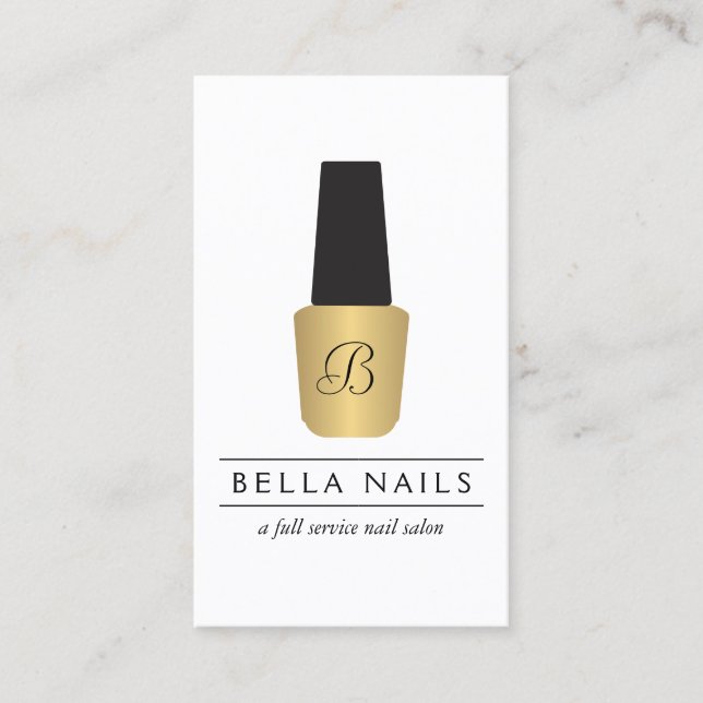 Nail Salon Monogram auf Imitate Gold Nail Polnisch Visitenkarte (Vorderseite)
