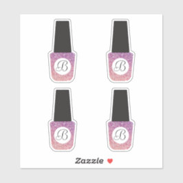 Nail Salon Monogram auf Lila Glitzer Nail Polnisch Aufkleber