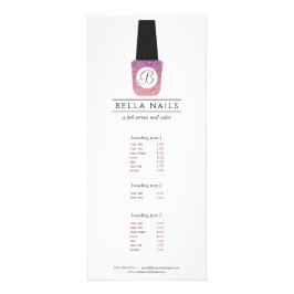 Nail Salon Monogram auf Lila Glitzer Nail Polnisch Werbekarte