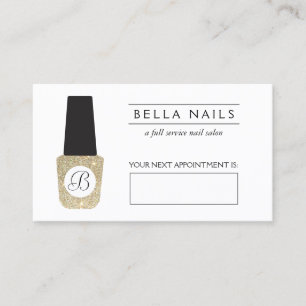 Nail Salon Monogram Gold Glitzer Terminkarte