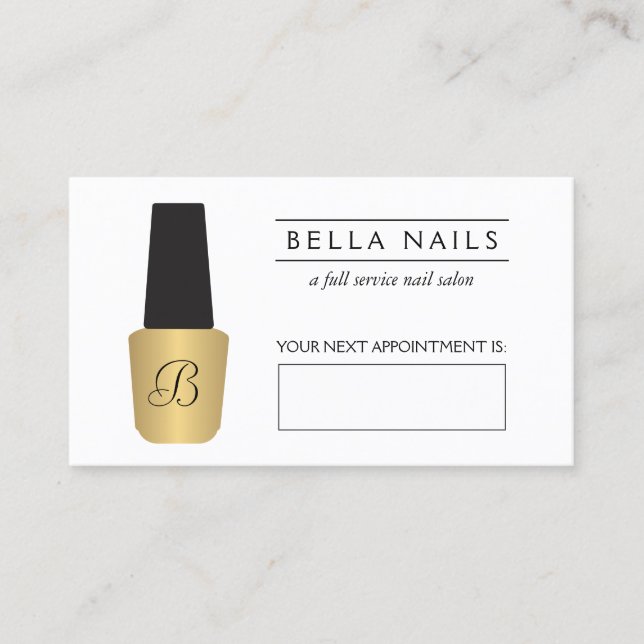Nail Salon Monogram Imitate Gold Polnische Ernennu Terminkarte (Vorderseite)