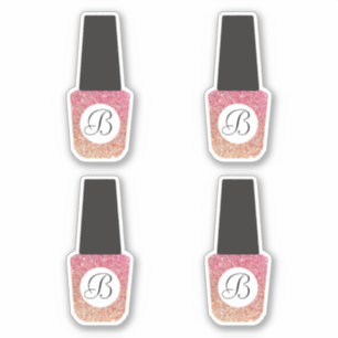 Nail Salon Monogram on Bronze Glitzer Nail Polnisc Aufkleber