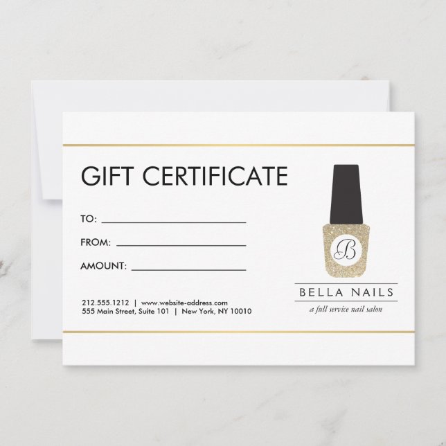 Nail Salon Monogram on Gold Glitzer - Gift Card (Vorderseite)