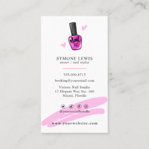 Nail Salon   Nail Tech   Nail Artist   Trendy Pink Visitenkarte