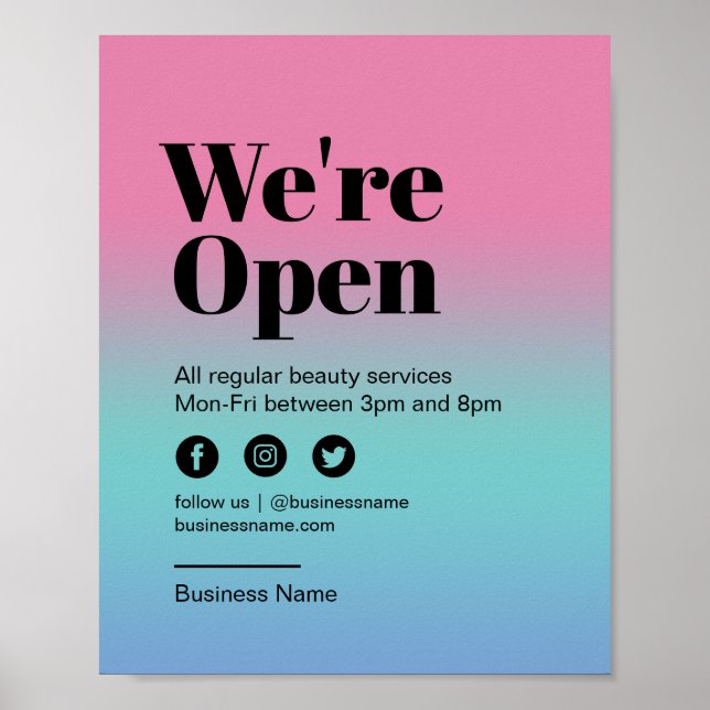 Nail Salon Open Business Pink farbenfrohe Poster (Vorne)