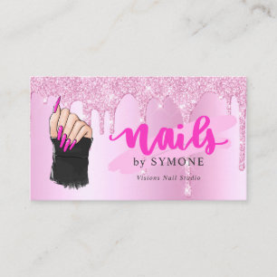 Nail Salon Pink Diamond Driving Glitzer Nail Tech Visitenkarte