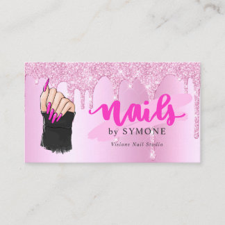 Nail Salon Pink Diamond Driving Glitzer Nail Tech Visitenkarte