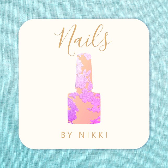 Nail Salon Pink Glitzer Manicurist Quadratische Visitenkarte (Von Creator hochgeladen)